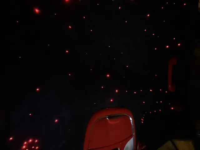Red suede starlight headliner photographed from a different angle